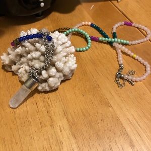 Xtra long boho crystal point necklace colorful